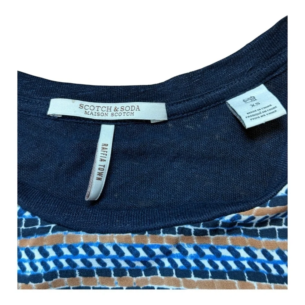Scotch & Soda Maison Scotch Raffia Town Top XS Mixed Print Polyester Linen
